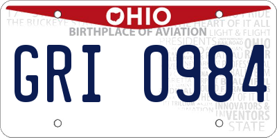 OH license plate GRI0984