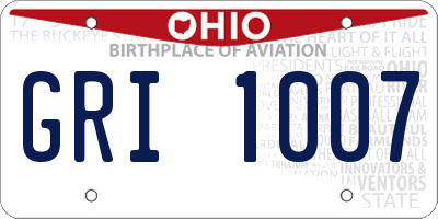 OH license plate GRI1007