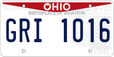 OH license plate GRI1016