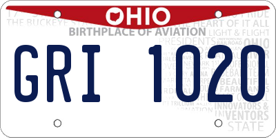 OH license plate GRI1020
