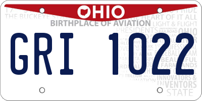OH license plate GRI1022