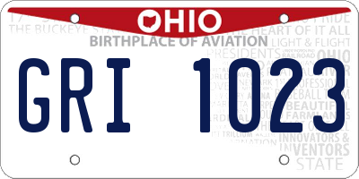 OH license plate GRI1023
