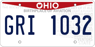 OH license plate GRI1032