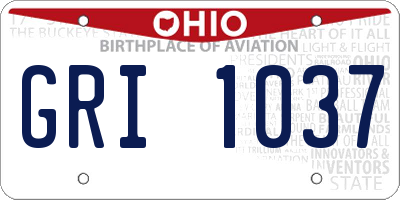 OH license plate GRI1037