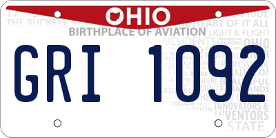 OH license plate GRI1092