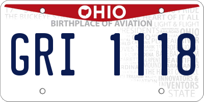 OH license plate GRI1118