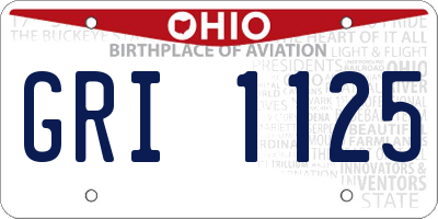 OH license plate GRI1125