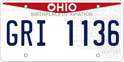 OH license plate GRI1136