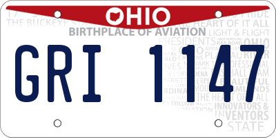OH license plate GRI1147