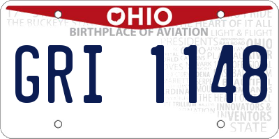 OH license plate GRI1148