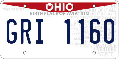 OH license plate GRI1160