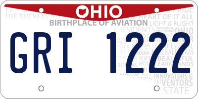 OH license plate GRI1222