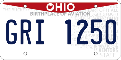 OH license plate GRI1250