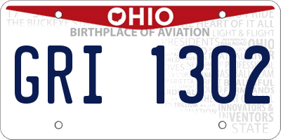 OH license plate GRI1302