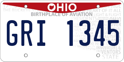 OH license plate GRI1345