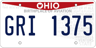 OH license plate GRI1375