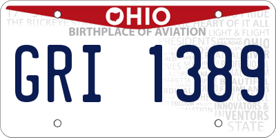 OH license plate GRI1389