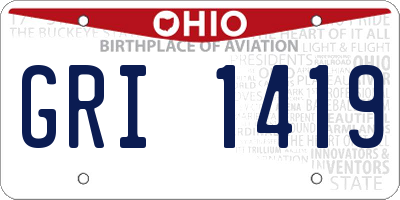 OH license plate GRI1419