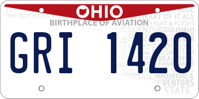 OH license plate GRI1420