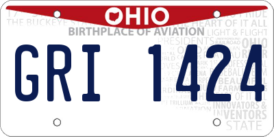 OH license plate GRI1424