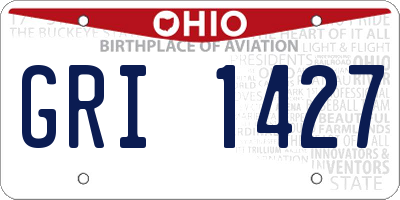 OH license plate GRI1427
