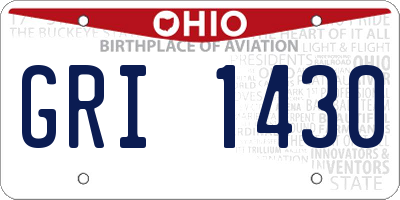 OH license plate GRI1430