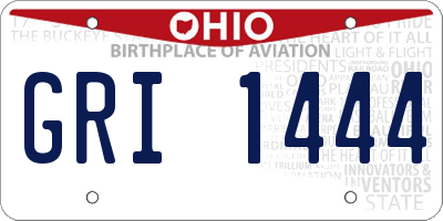OH license plate GRI1444