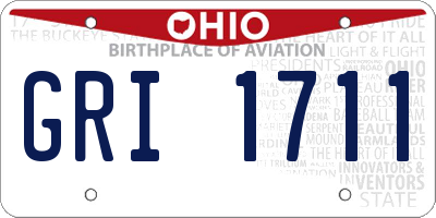 OH license plate GRI1711