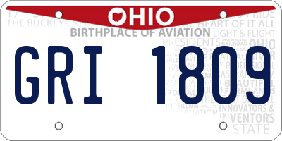 OH license plate GRI1809