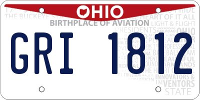 OH license plate GRI1812