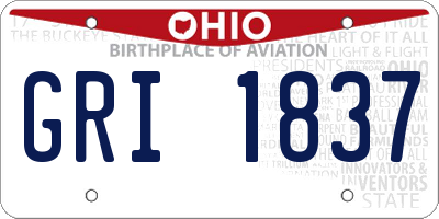 OH license plate GRI1837