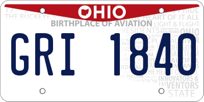 OH license plate GRI1840