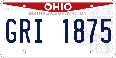 OH license plate GRI1875