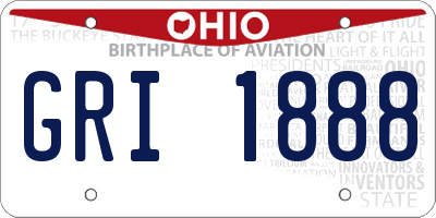 OH license plate GRI1888