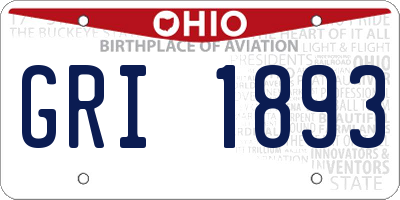 OH license plate GRI1893