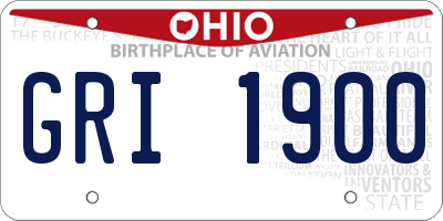 OH license plate GRI1900
