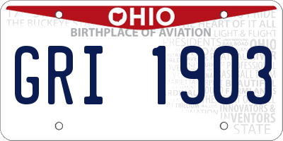 OH license plate GRI1903