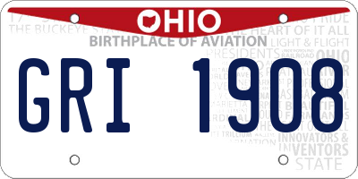 OH license plate GRI1908