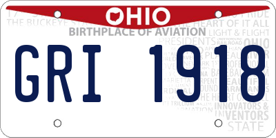 OH license plate GRI1918