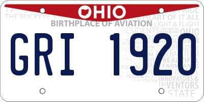 OH license plate GRI1920