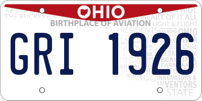 OH license plate GRI1926