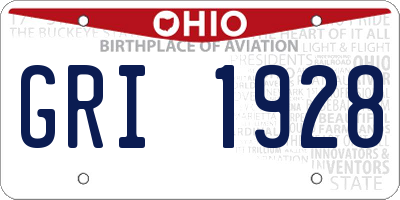 OH license plate GRI1928