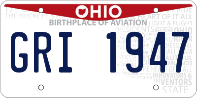 OH license plate GRI1947