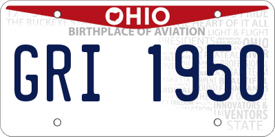 OH license plate GRI1950