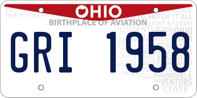 OH license plate GRI1958