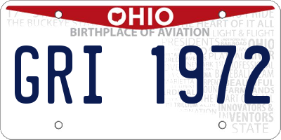 OH license plate GRI1972