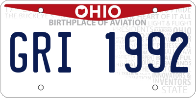 OH license plate GRI1992