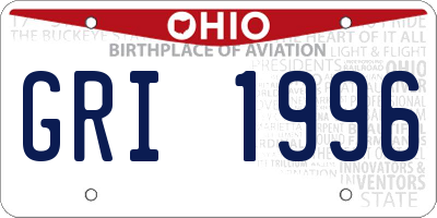 OH license plate GRI1996