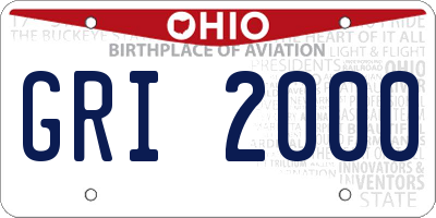 OH license plate GRI2000