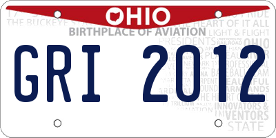 OH license plate GRI2012
